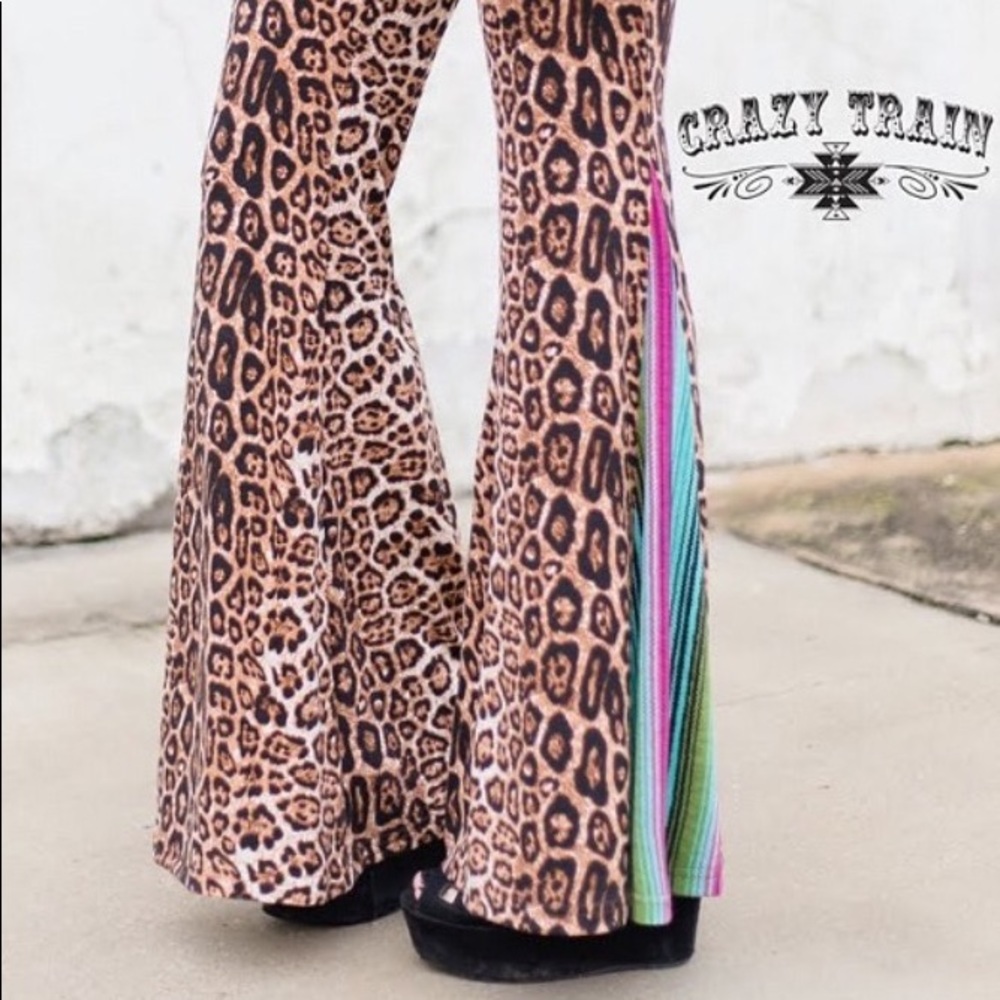 Size S and M Crazy Train leopard Serape Pants